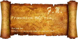 Francsics Mária névjegykártya